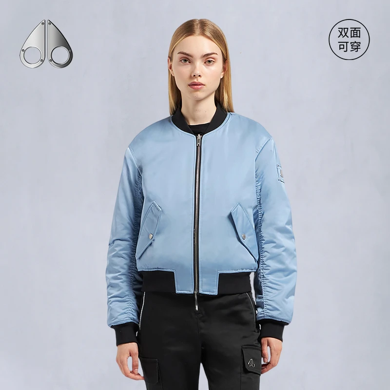 【双面穿】MOOSE KNUCKLES 女秋冬拉链短款棒球领棉服夹克M34LB022