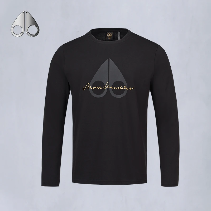 【秋冬新款】MOOSE KNUCKLES 男金色字母LOGO棉质长袖T恤M34MT700G