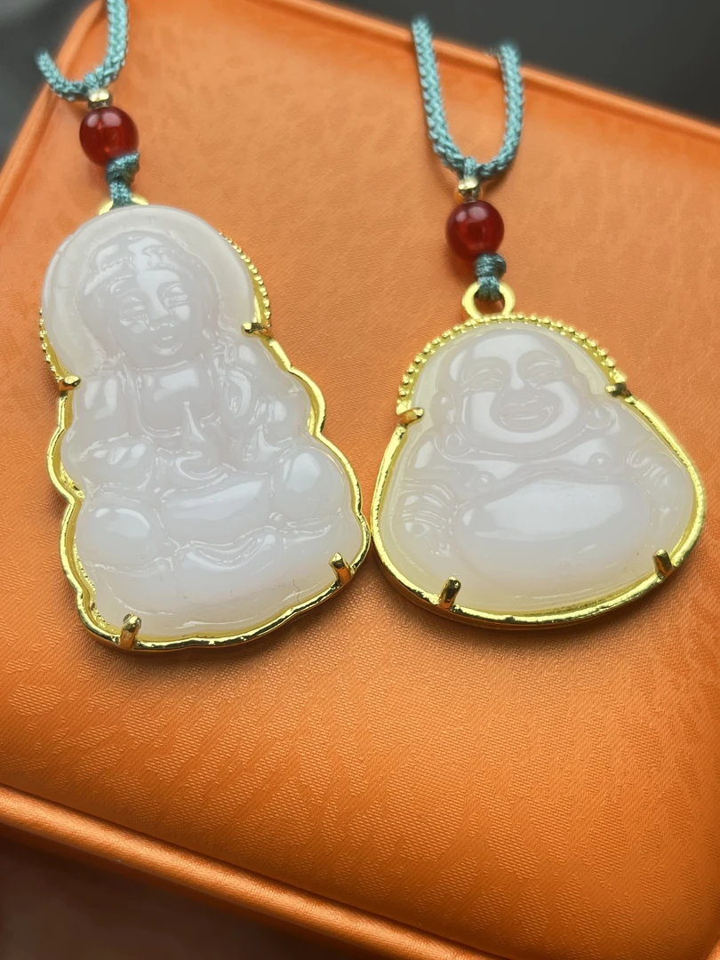 月光白  高端珠宝-新疆金丝玉一对多样性发一X062