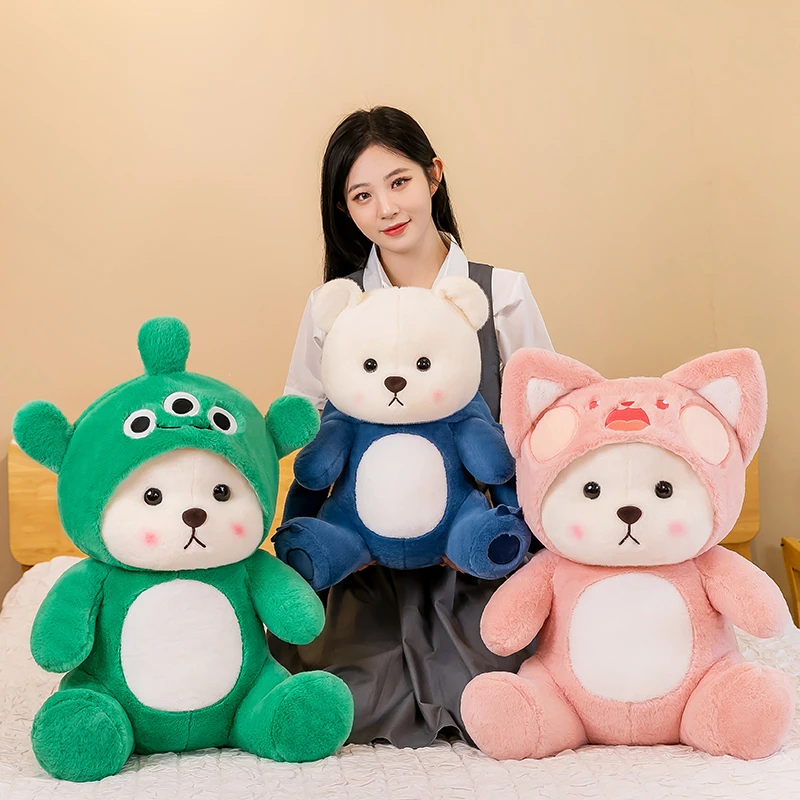 变身小熊公仔毛绒玩具可爱嘟嘟猫草莓小熊睡觉玩偶生日礼物送女生