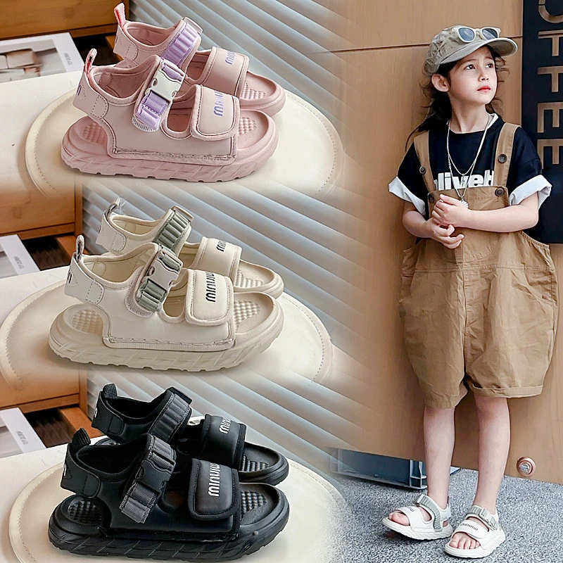 2024夏季新款儿童凉鞋男童洋气中大童露趾沙滩鞋软底防滑女童鞋子