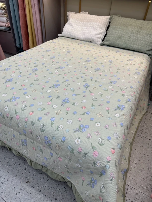 韩式全棉炕盖大尺寸榻榻米夹棉床盖四季款(单件)