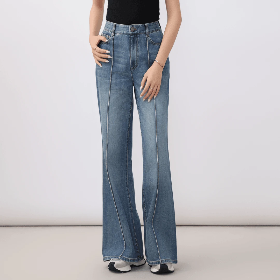 GIRDEAR/哥弟新款时尚质感百搭舒适显瘦喇叭丹宁牛仔裤女1100511