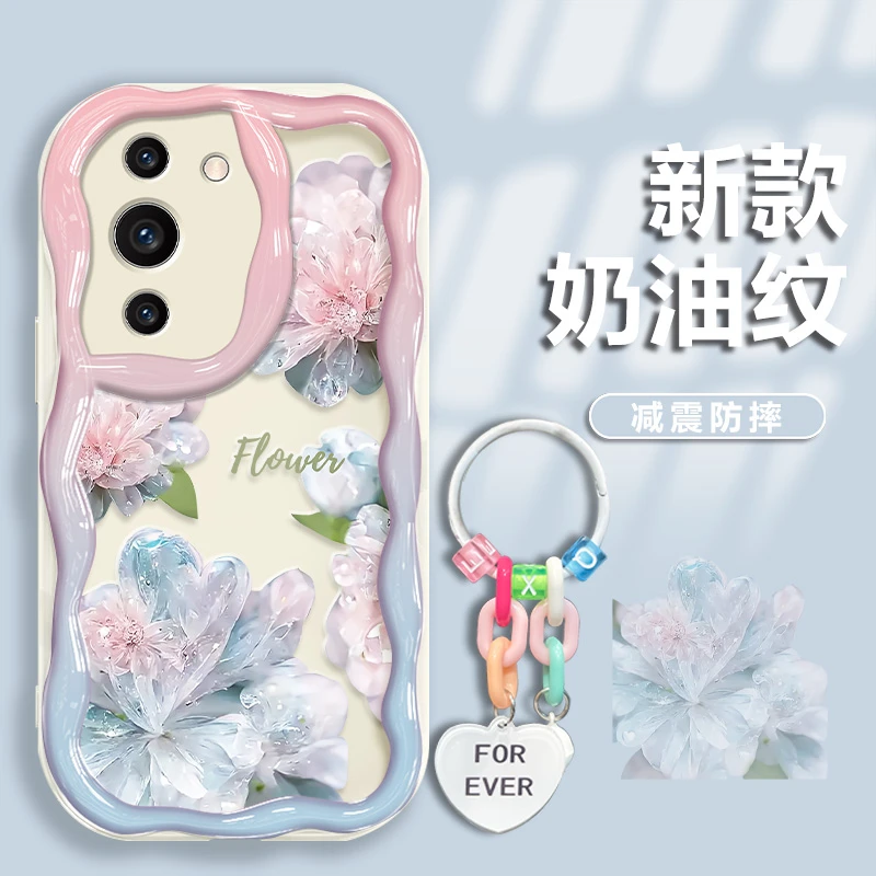 适用于华为nova10pro手机壳渐变水晶花奶油纹硅胶防摔软壳镜头全