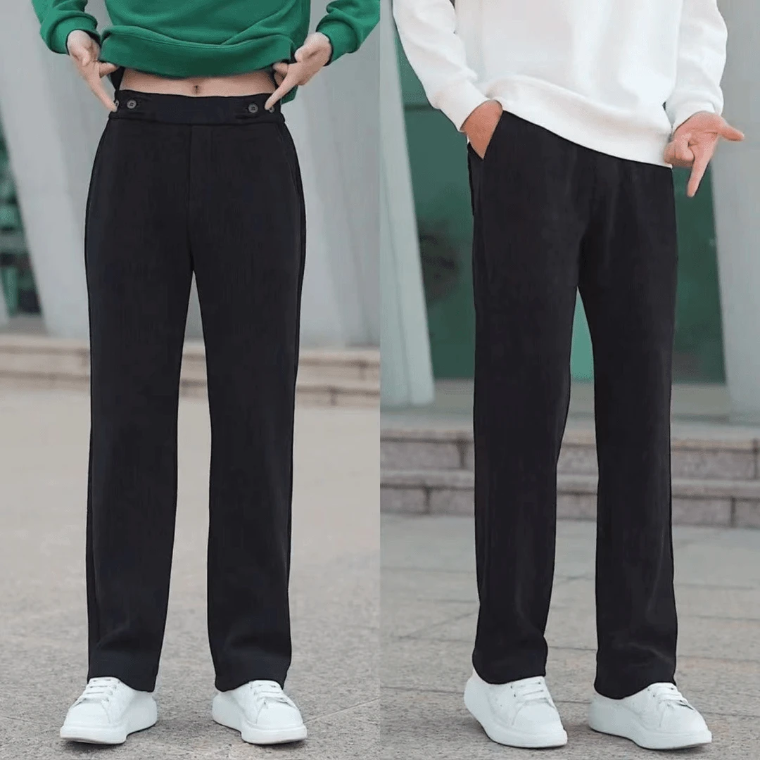 秋冬新款灯芯绒男士休闲裤加绒加厚宽松显瘦百搭时尚保暖直筒裤子