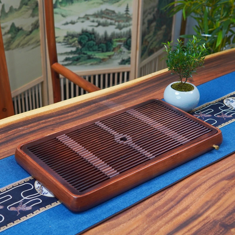 品茗中号（47*26*4）新款实木茶盘家用排水小型电木款干泡茶台蓄水