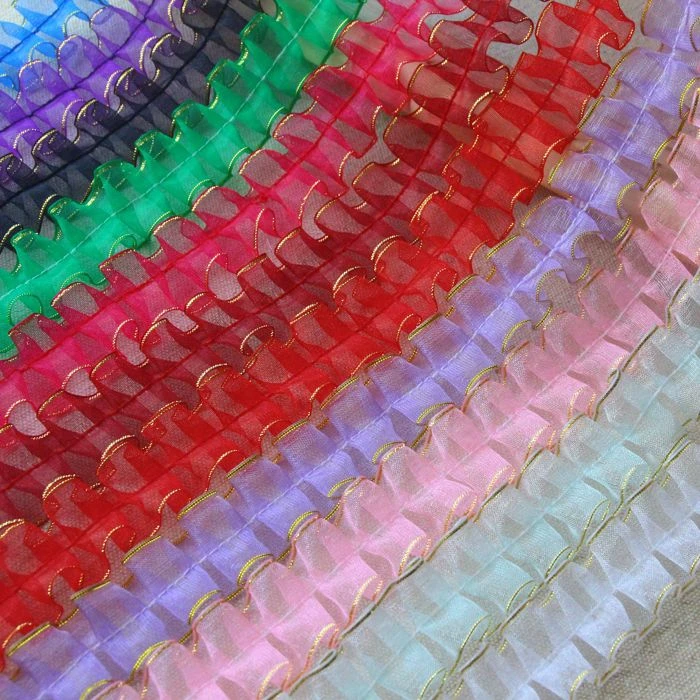 【限量优惠】2.5厘米宽双金边diy鱼骨材料褶皱手工服装配件花边辅料