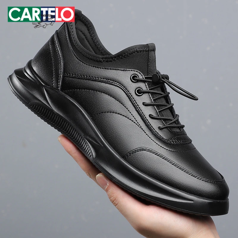 卡帝乐鳄鱼男鞋真皮软底爸爸皮鞋男款冬季男士一脚蹬休闲加绒棉鞋