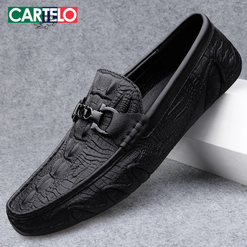 卡帝乐鳄鱼豆豆鞋男新款真皮一脚蹬商务休闲皮鞋男士英伦软底男鞋
