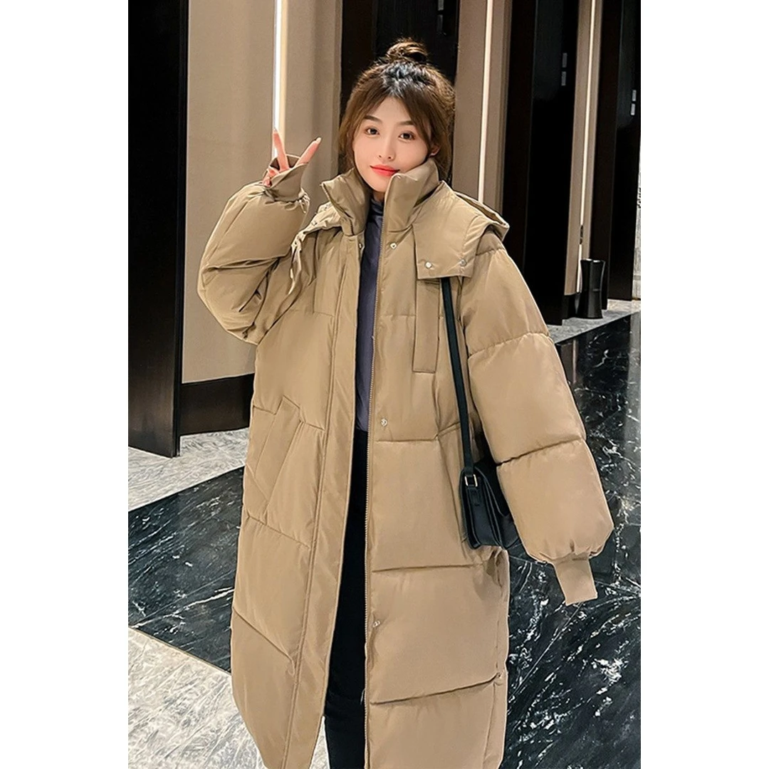 反季羽绒棉服女冬装2024年新款韩版宽松棉衣女中长款过膝棉袄外套