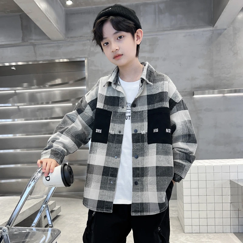 男童秋季衬衫外套2024新款中大儿童男孩休闲春秋装潮【bn】AF236
