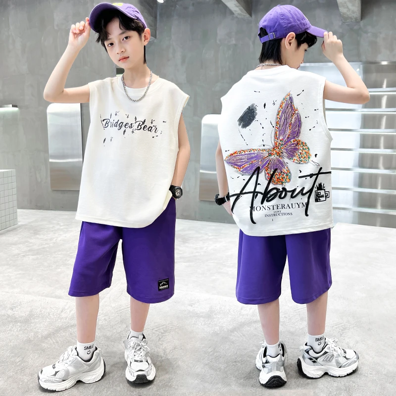 男童夏款套装2024新款休闲背心儿童洋气夏装两件套【百纳】BF433