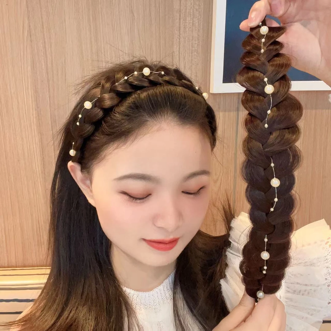 麻花辫假发发箍女气质百搭鱼骨辫编发头箍防滑发卡