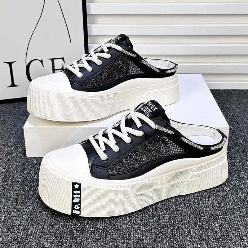 厚底包头半拖鞋女外穿2024夏季新款百搭网红时尚无后跟懒人凉拖鞋