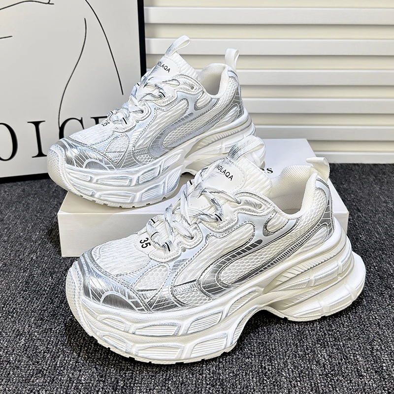 增高7cm厚底老爹鞋女2024夏季新款百搭爆款透气休闲运动鞋ins潮鞋