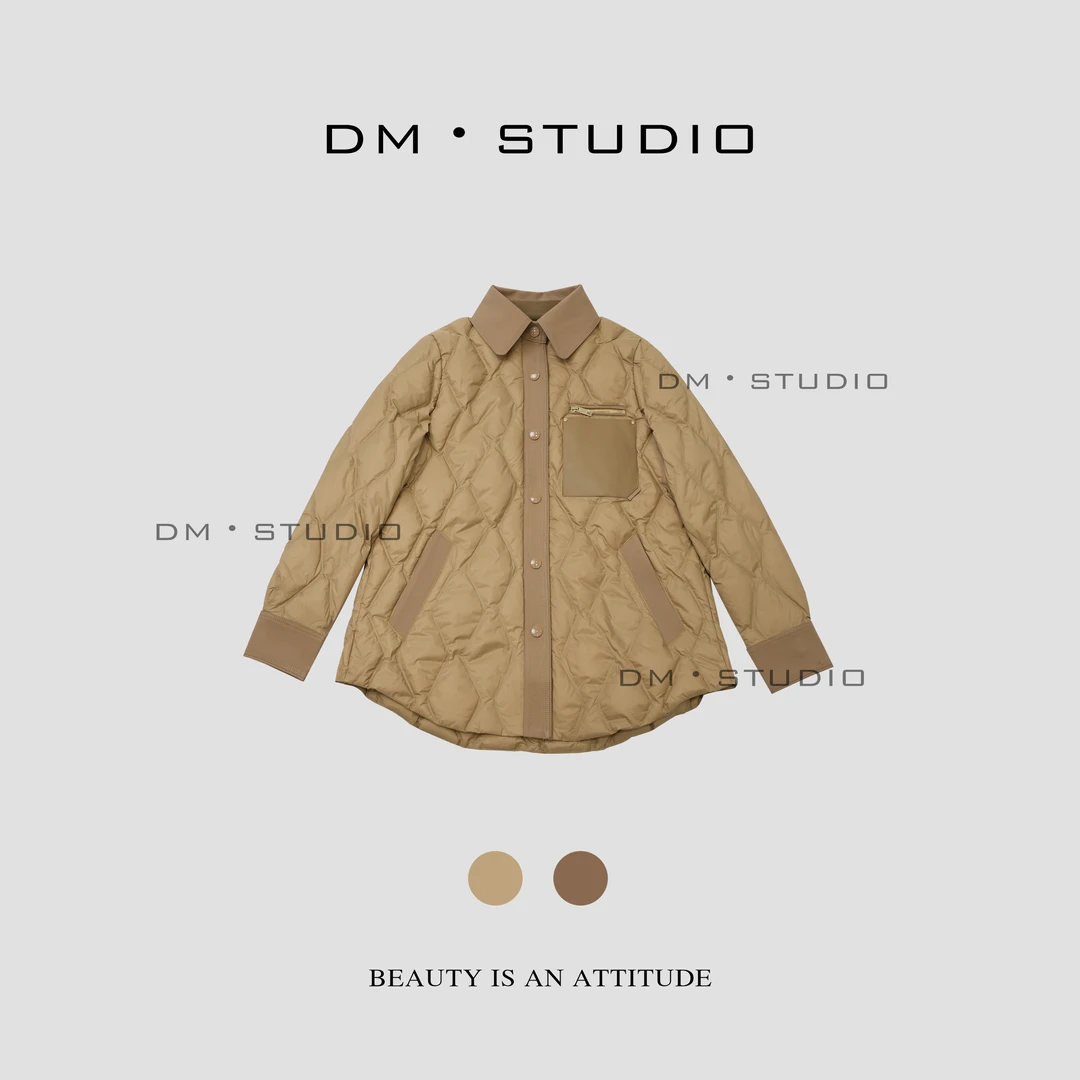 DM•STUDIO/小众高级感轻感黑金标polo翻领白鹅绒服（9016）