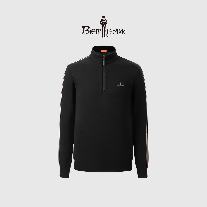 【18针澳洲羊毛】比音勒芬秋高级感休闲保暖柔软长袖T恤男士