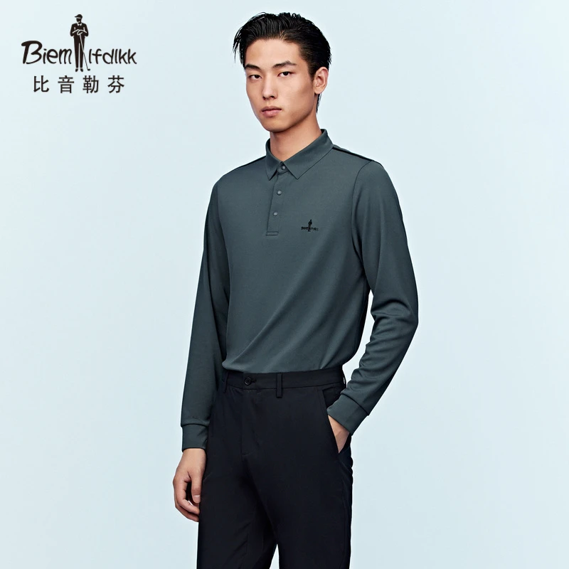 【Polartec速干】比音勒芬秋季新款男轻商务长袖翻领polo衫男士男