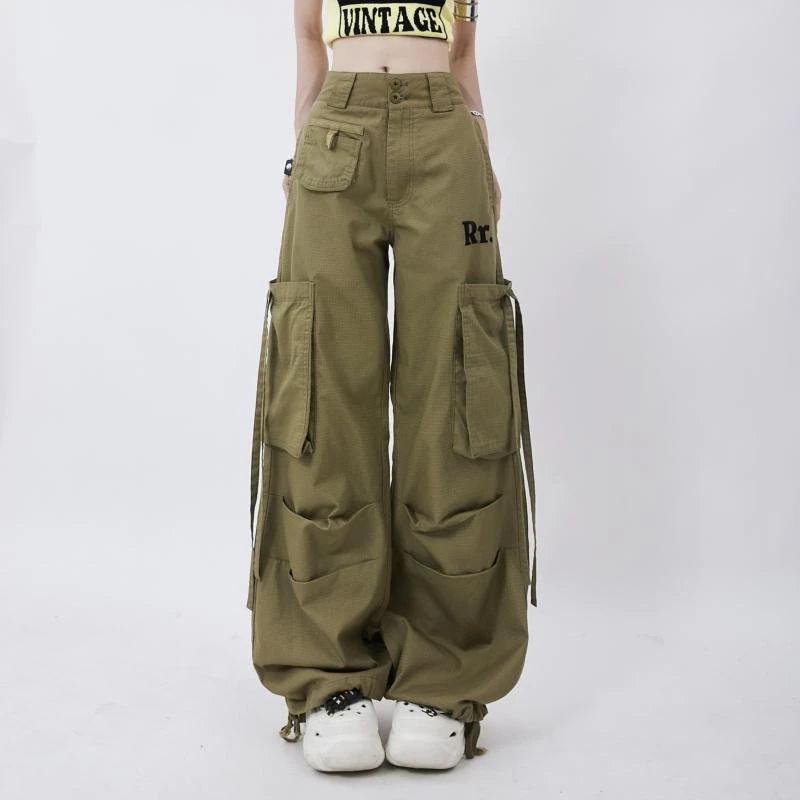 啸都工装裤女秋季美式高街个性大口袋设计休闲百搭阔腿裤ins