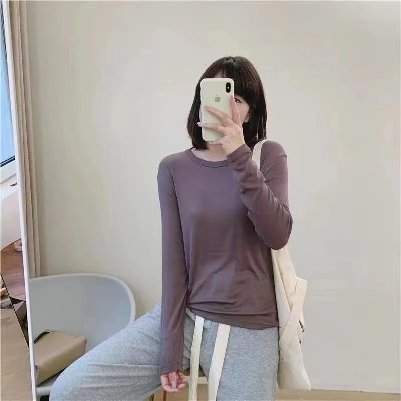 【燕子严选】韩版百搭圆领显瘦打底衫8810