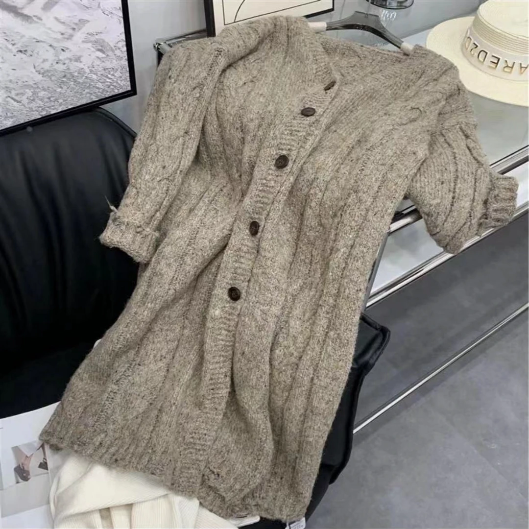 长款宽松慵懒毛呢外套单排扣