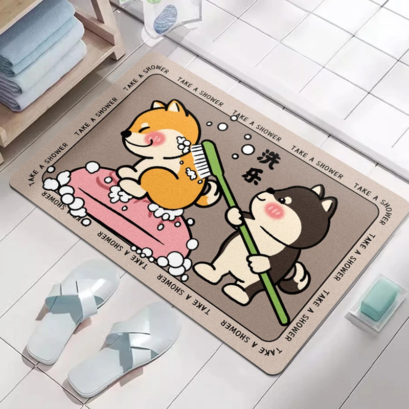 卡通软硅藻泥浴室吸水地垫卫生间速干地毯家用洗手间进门防滑地毯
