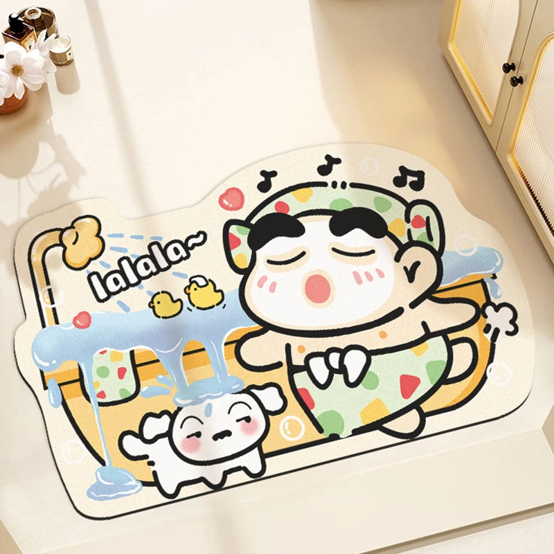 蜡笔小新浴室地垫吸水速干卫生间厕所防滑洗手硅藻泥脚垫门口房间