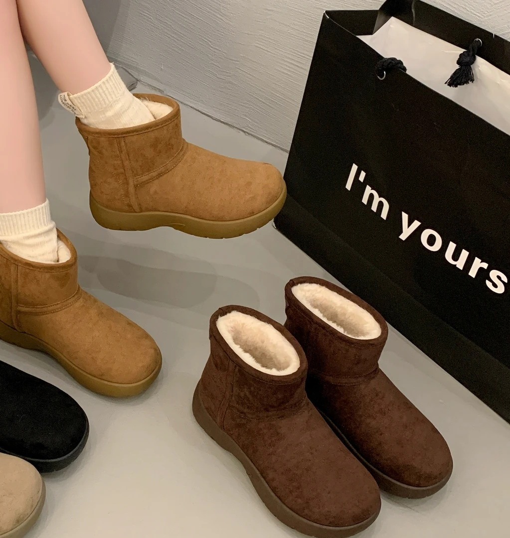 厚底雪地靴女款2024新款冬季加绒面包鞋子防水防滑保暖大棉鞋5101