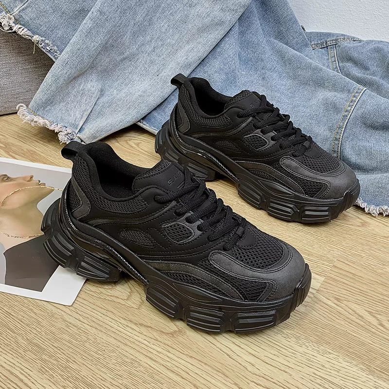 （偏小一码)加绒黑老爹鞋女2024秋冬季新款时尚轻便休闲运动鞋5811