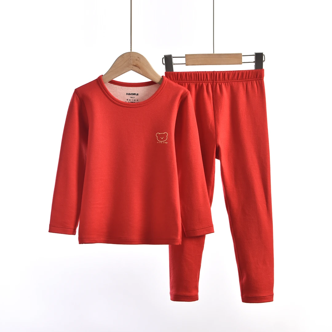 蚕丝羊毛德绒儿童圆领家居服睡衣男童女童秋衣秋裤儿童保暖内衣套