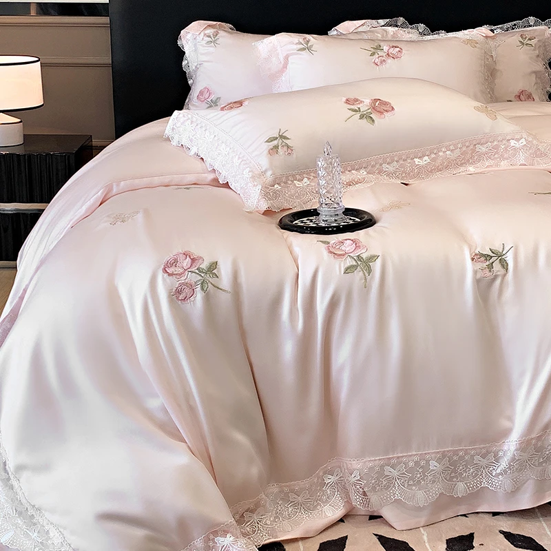 喜兹 花香榭丽 长绒棉四件套全棉纯棉轻奢重工绣花网红床品