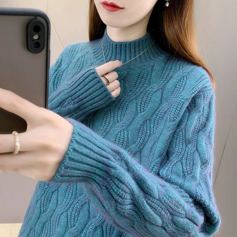 LY7751毛衣女新款秋冬季韩版宽松洋气内搭半高领针织打底衫
