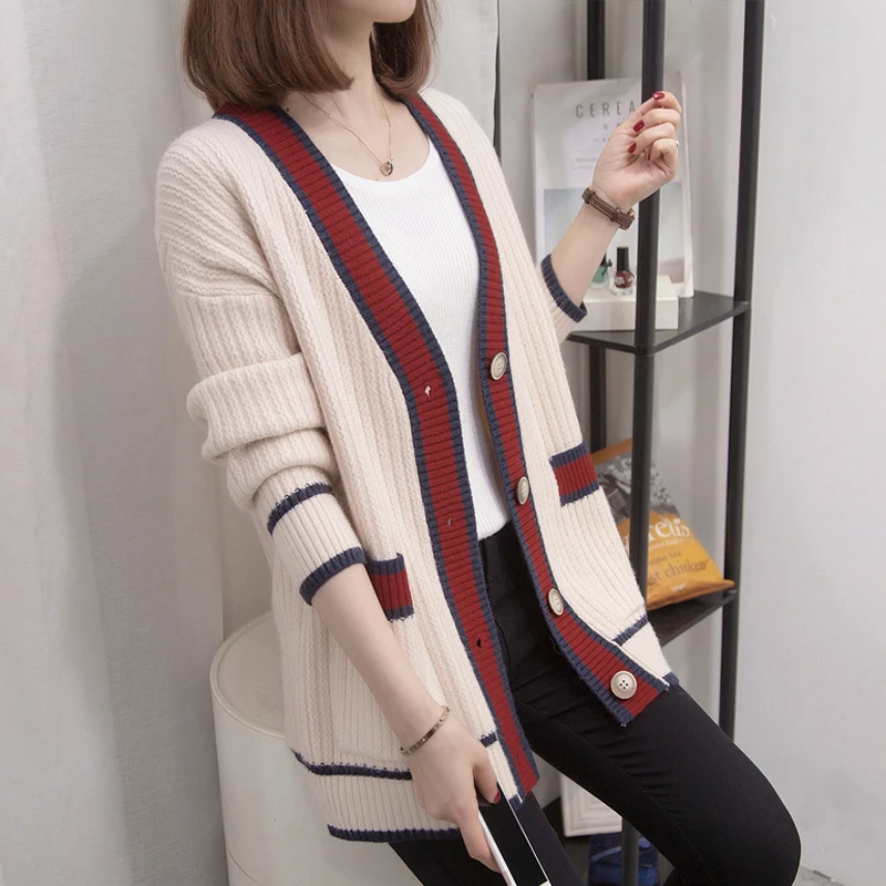 LY5004小香风毛衣外套女春秋新款宽松外穿上衣加厚外搭针织开衫