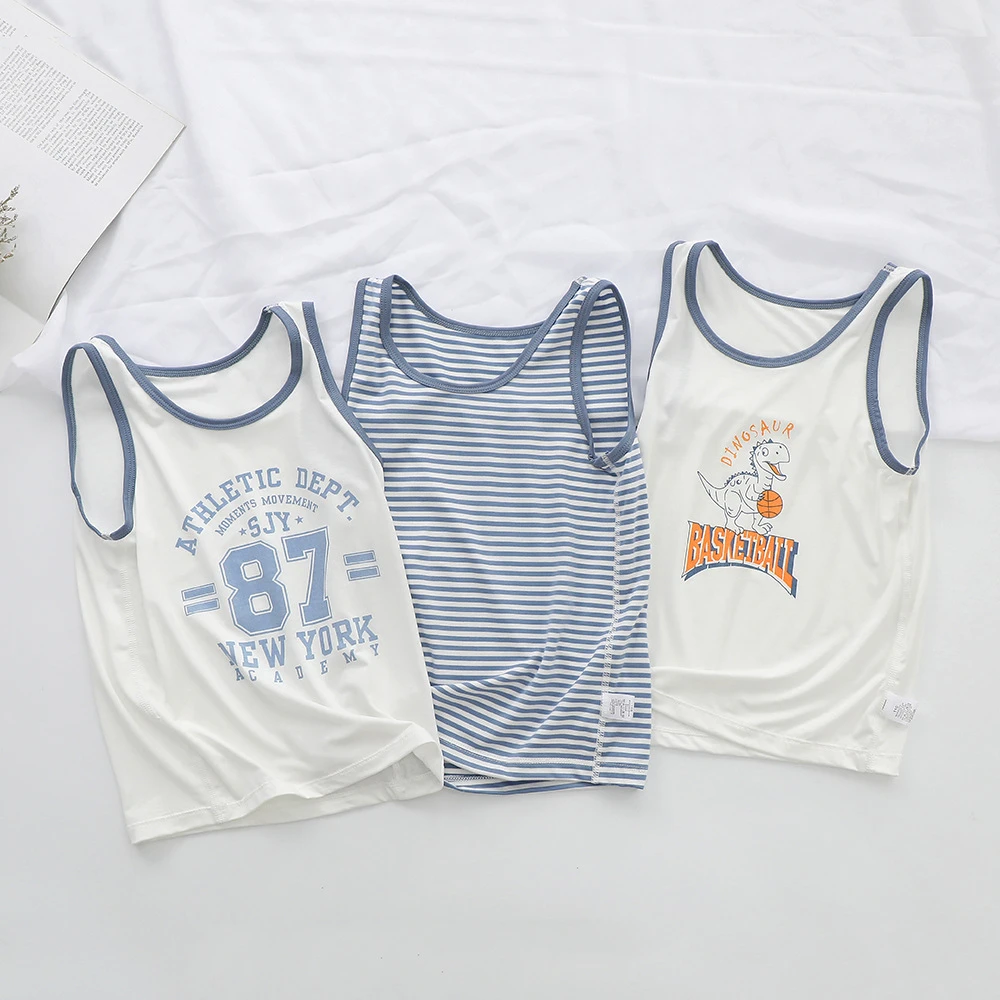 婴儿背心夏季薄款优可丝男童背心中大童男孩男宝宝跨栏无袖打底衫