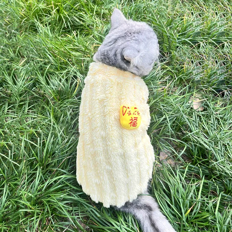 可爱小猫咪冬季衣服加绒保暖宠物背心毛绒绒银渐层小型犬比熊泰迪