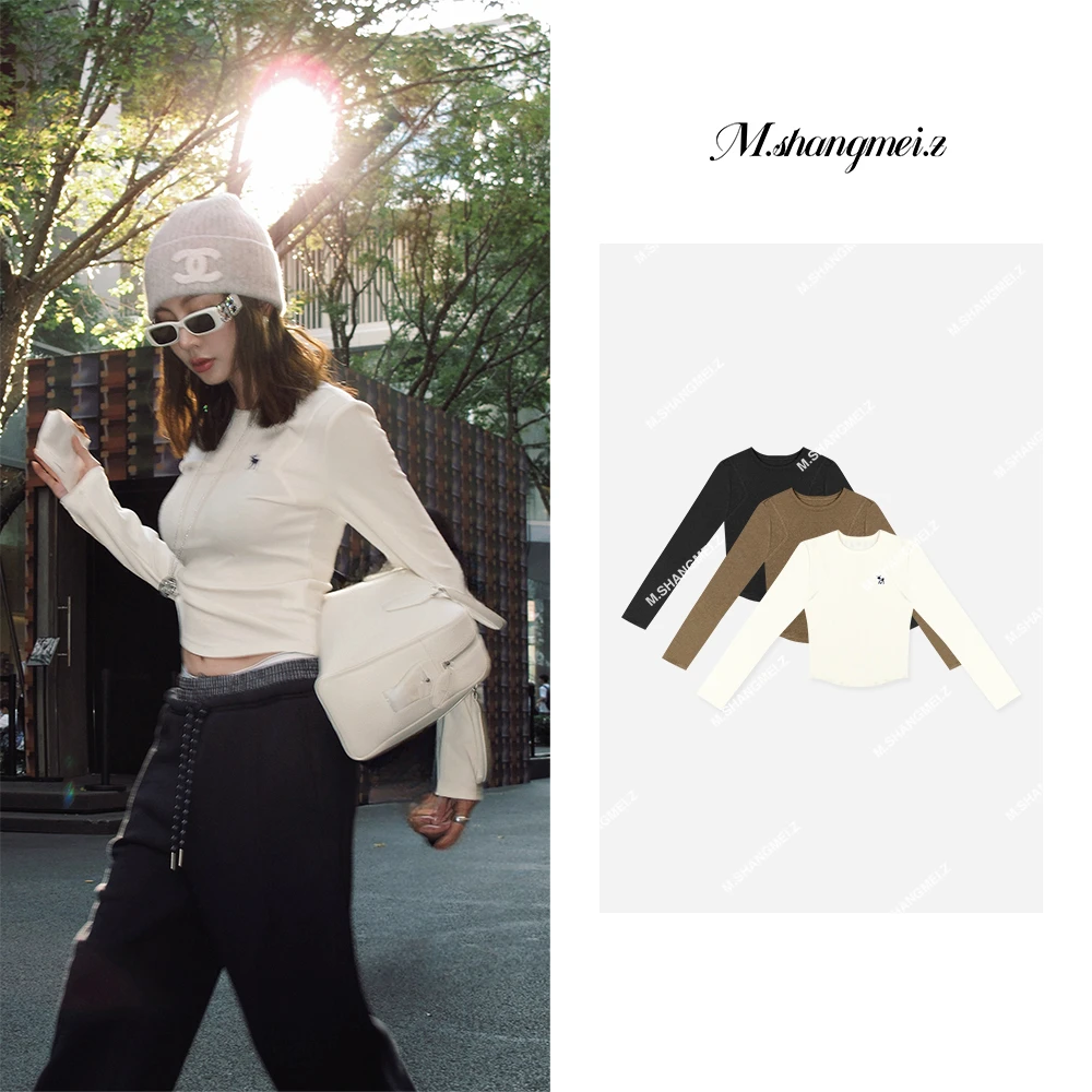 M.SHANGMEI.Z/沐熙美大哥休闲洋气百搭显瘦山羊图案上衣X101042