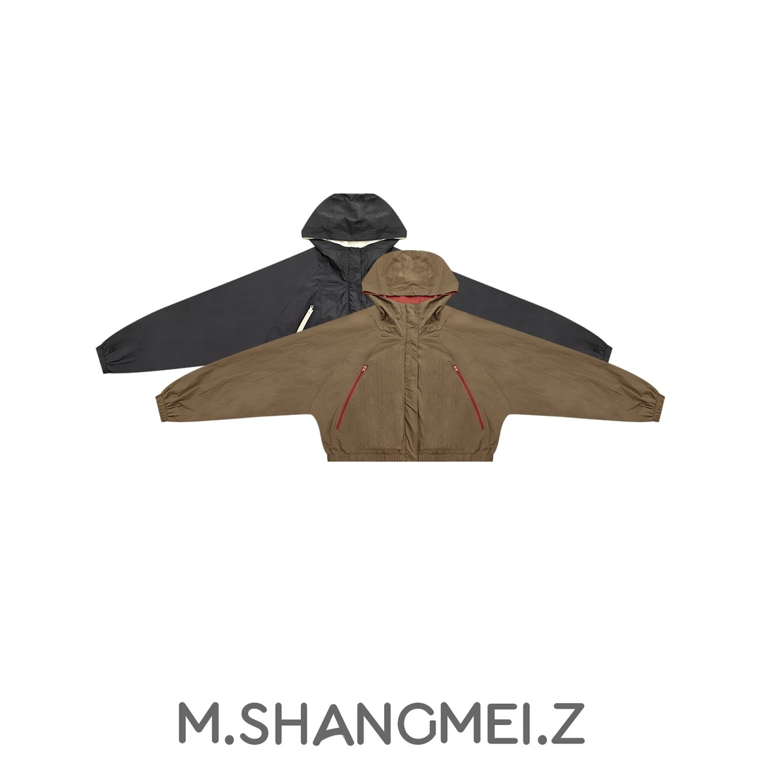 M.SHANGMEI.Z/沐熙美大哥推荐时尚拼接带帽日暮女装外套x010105