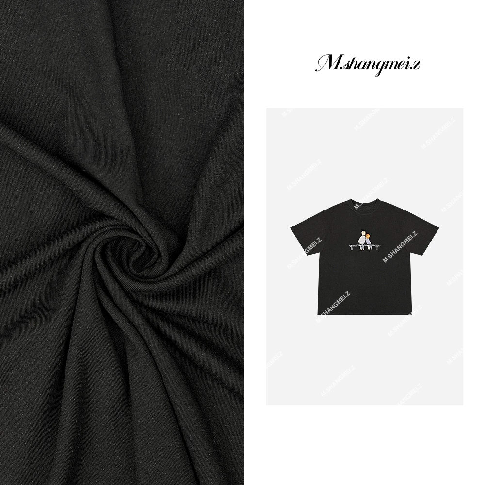 M.SHANGMEI.Z/沐熙美大哥夏季黑色休闲百搭ins印花图案T恤X050504