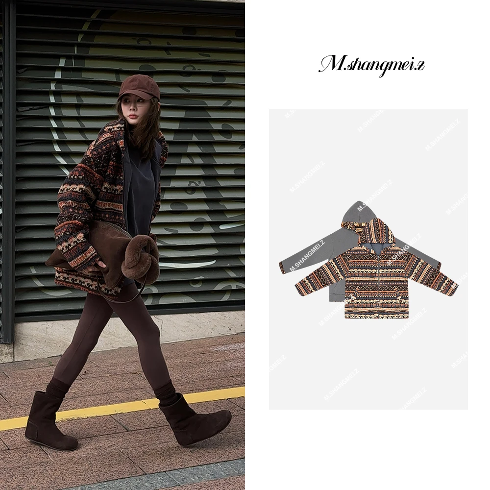 M.SHANGMEI.Z/沐熙【企鹅岛】美大哥日系双面穿拉链带帽外套X111118