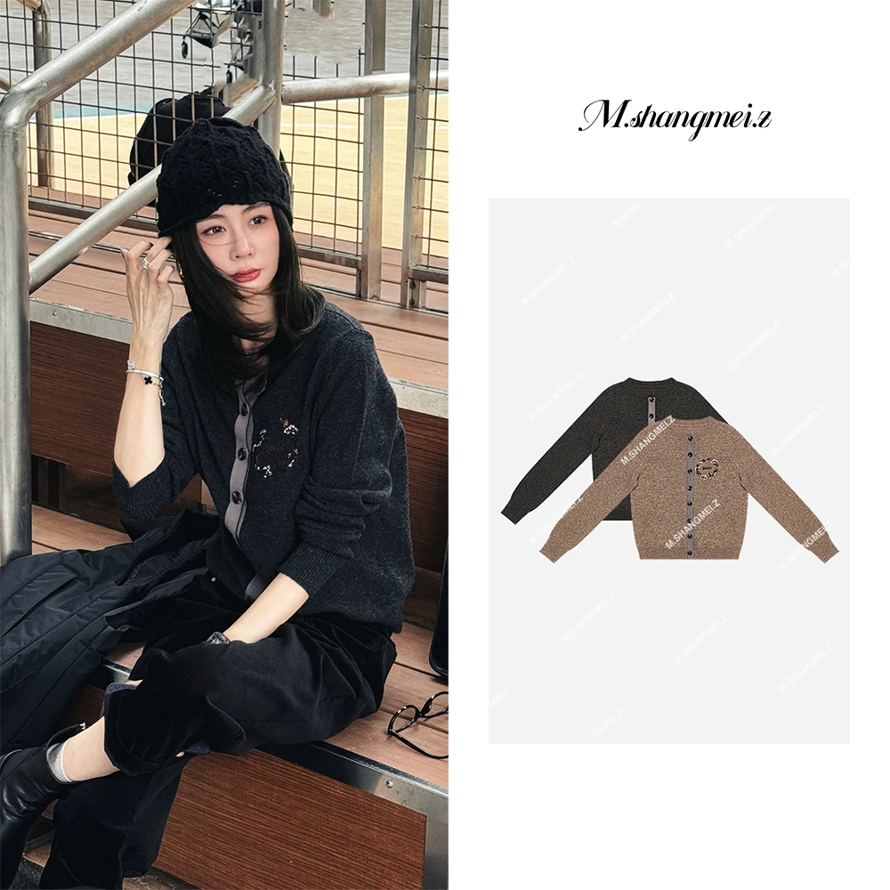 M.SHANGMEI.Z/沐熙美大哥气质字母毛衣长袖针织衫X090808