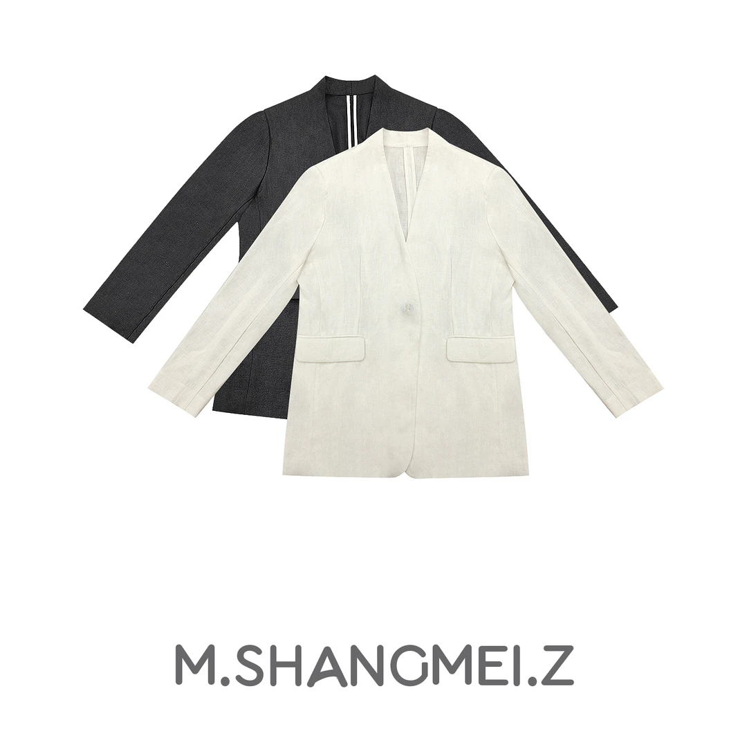 M.SHANGMEI.Z/沐熙美大哥推荐简约春季潮流设计师亚麻西服x020109