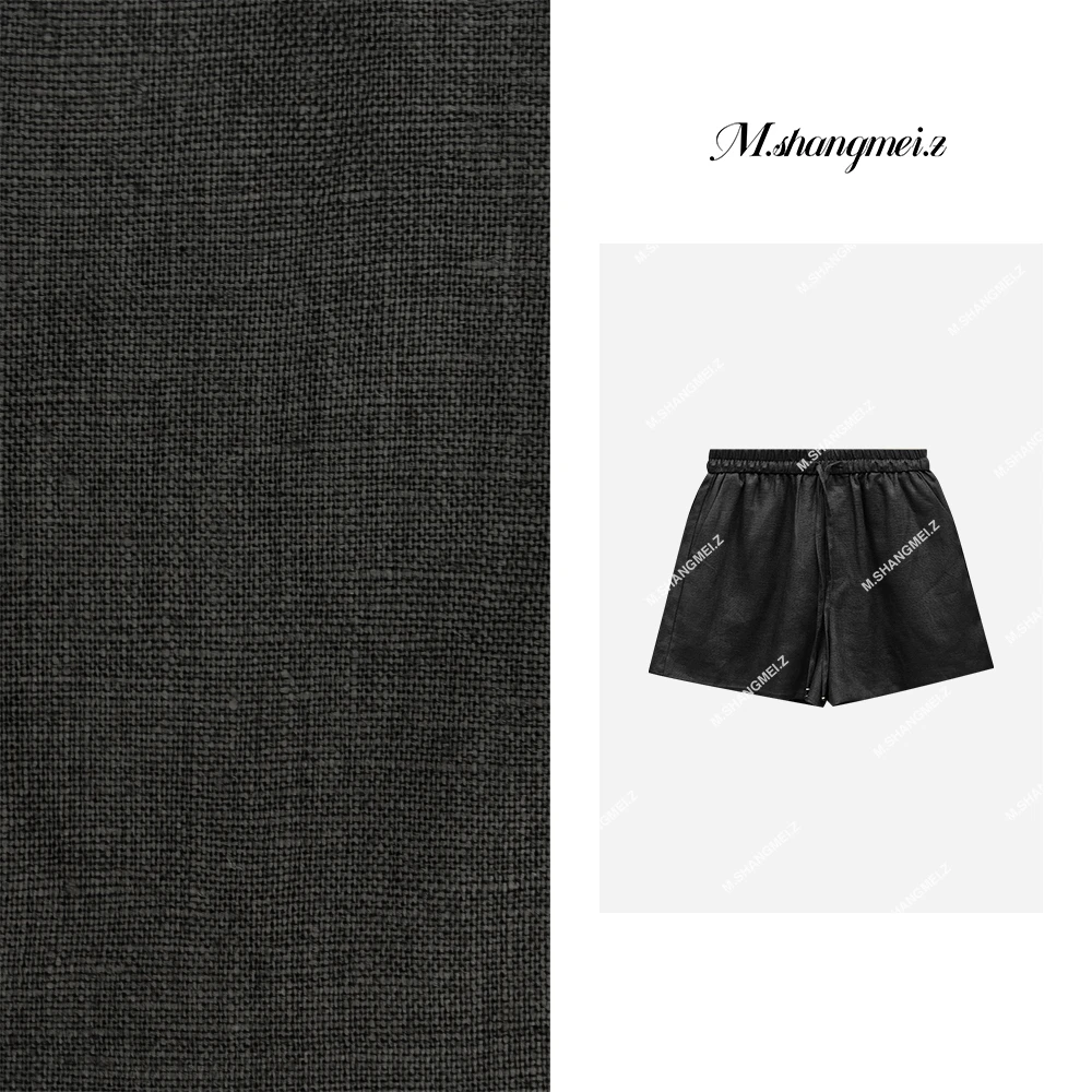 M.SHANGMEI.Z/沐熙【黑芝麻】美大哥宽松时尚街头系绳短裤X050493