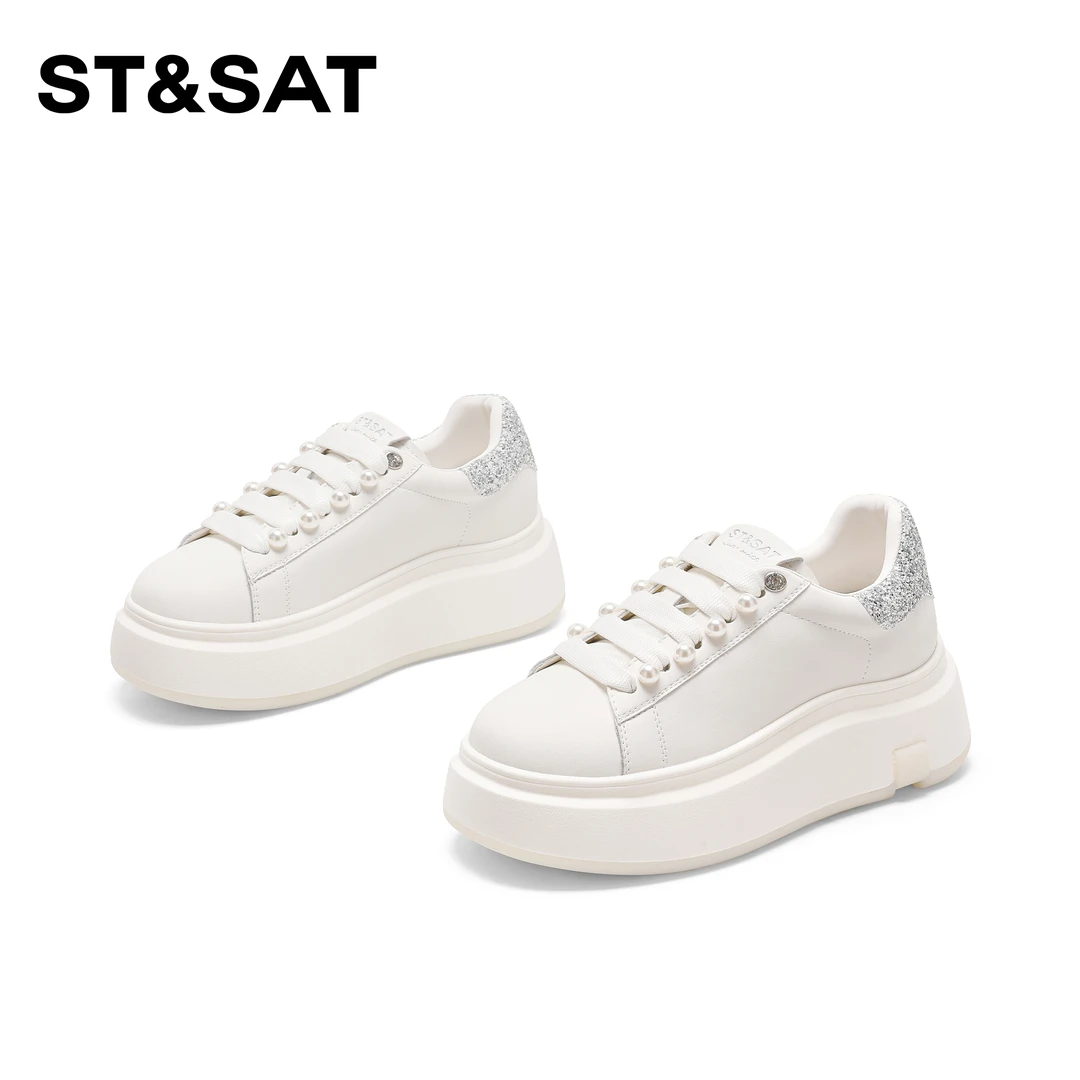 St&Sat/星期六时尚休闲鞋女2024春秋新款百搭透气高颜值小白板鞋
