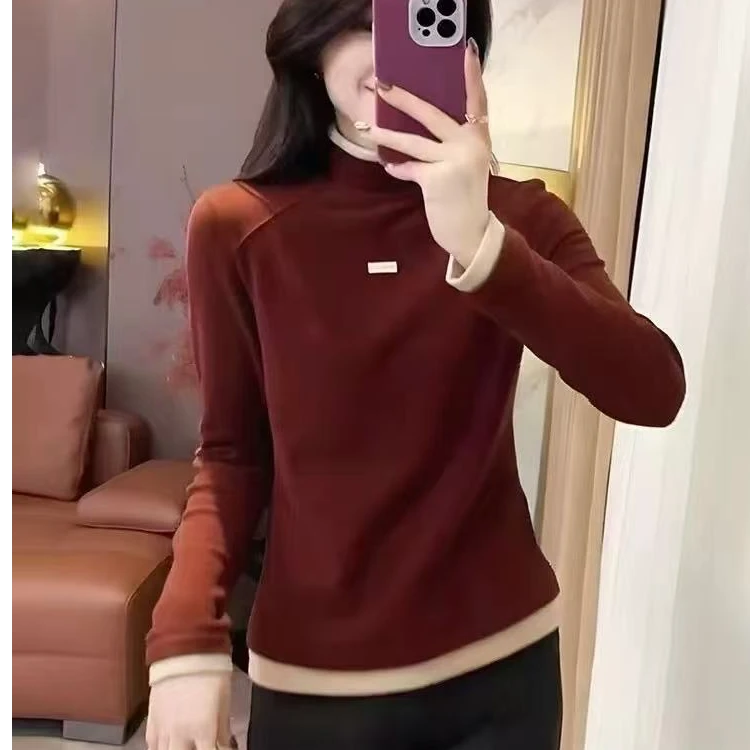 11111款双色中高领德绒衫