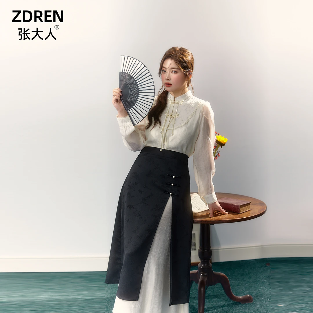 张大人入画江南大码女装微胖改良款时尚气质旗袍中式复古套装裙
