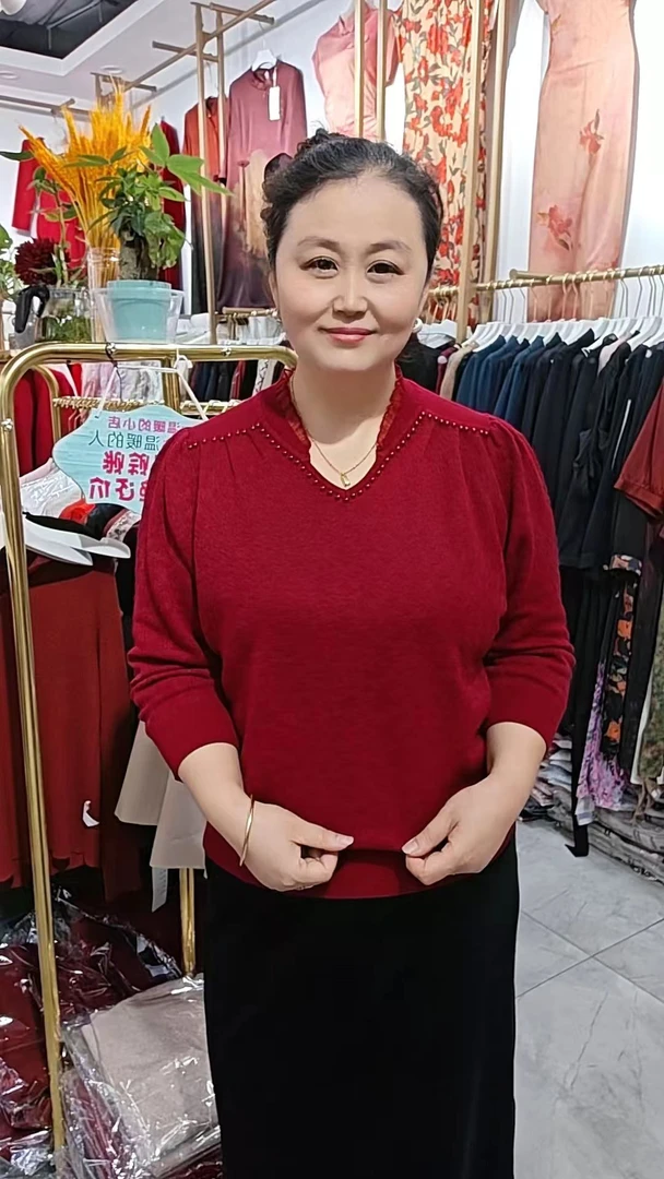 【爆米花】高端气质提花八分袖羊毛衫