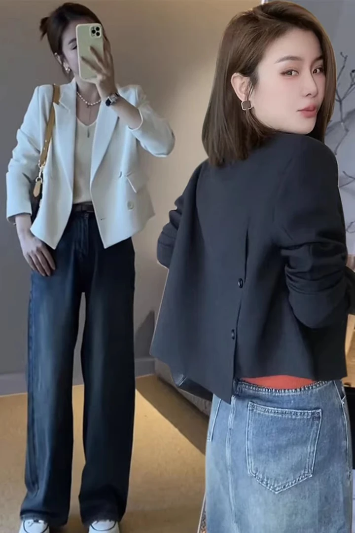 短款高级感宽松小西装外套女垂感秋装新款小众设计感休闲西服上衣