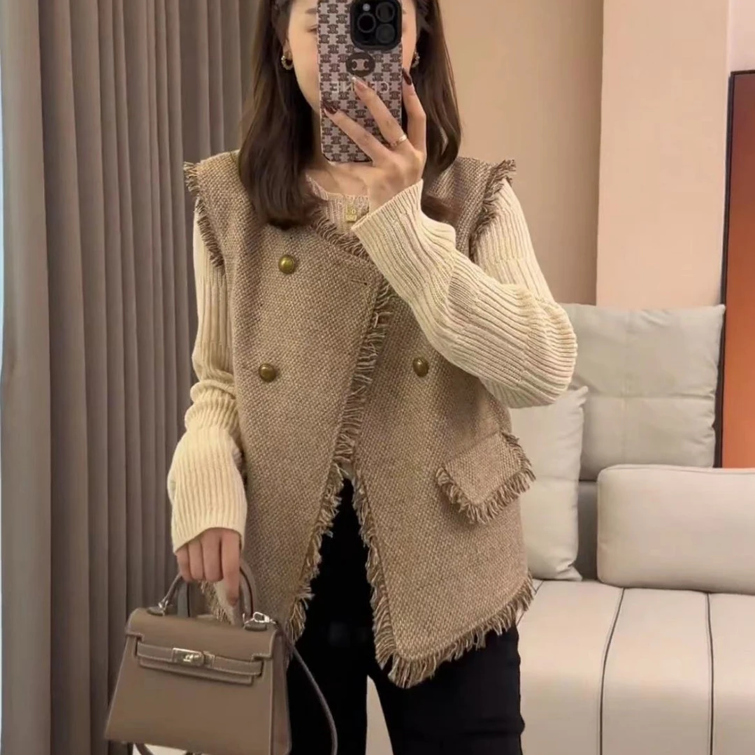 毛边小香风马甲设计感时尚名媛网红秋季韩版气质坎肩百搭显瘦洋气