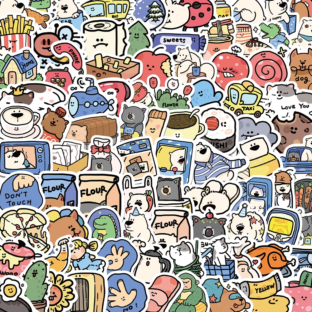 100张动物旅社贴纸卡通高颜值手机壳手账行李箱个性装饰防水贴画