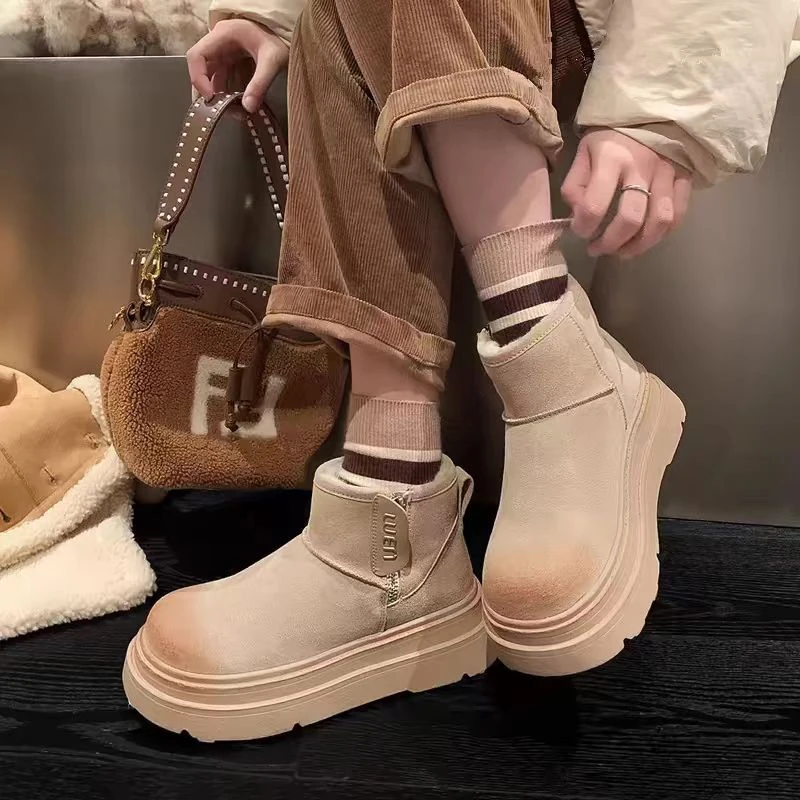 【运费捡】【现货现发】2024冬季新款复古短靴子加绒加厚防滑保暖